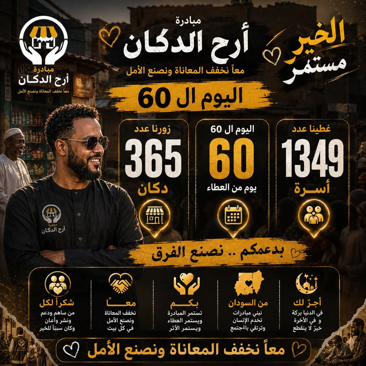 صاحب دكان يدون في دفتر الحسابات مبتسمًا